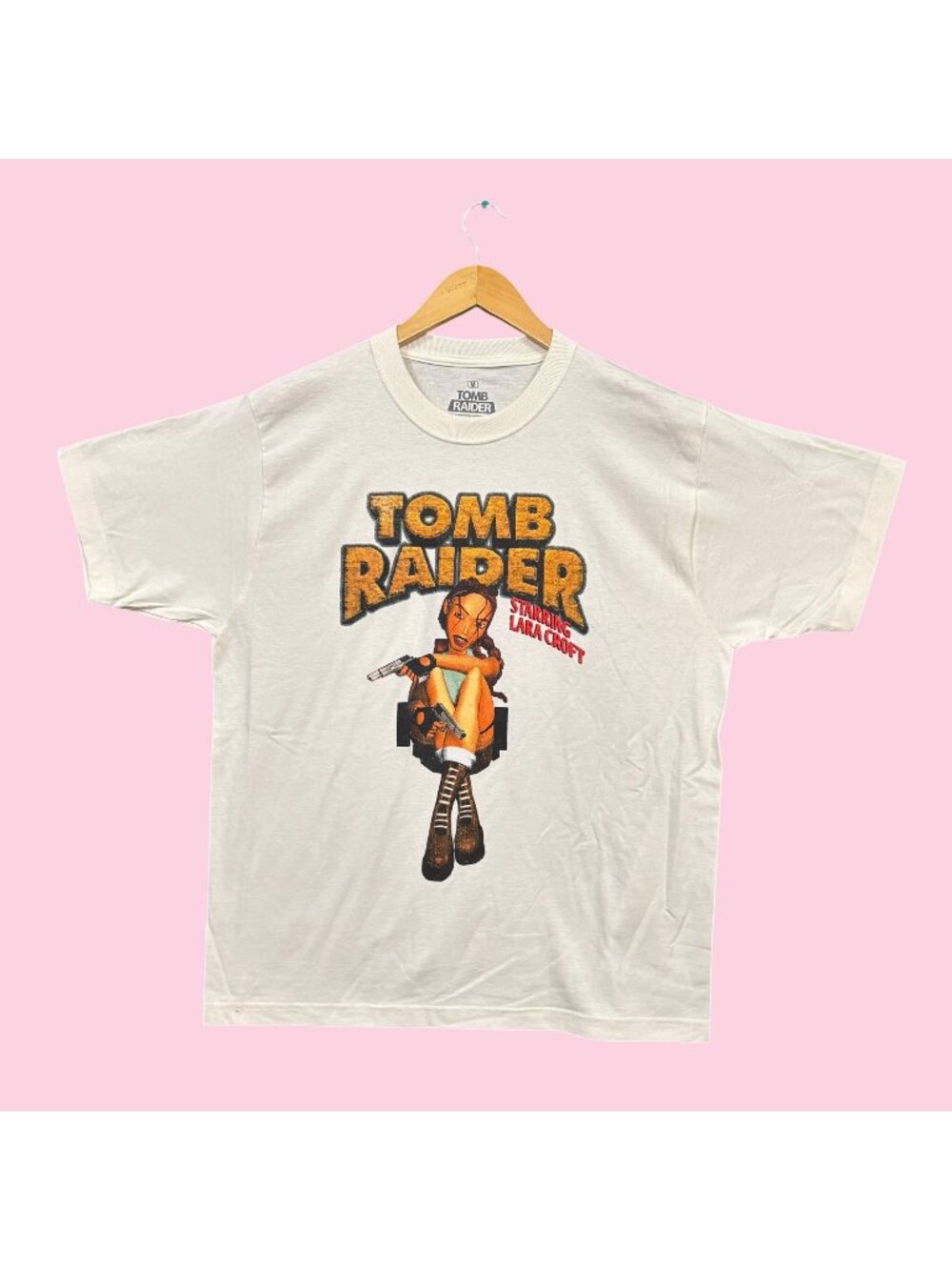 Tomb Raider Staring Lara Croft Video Game Poster Oversized Tee M